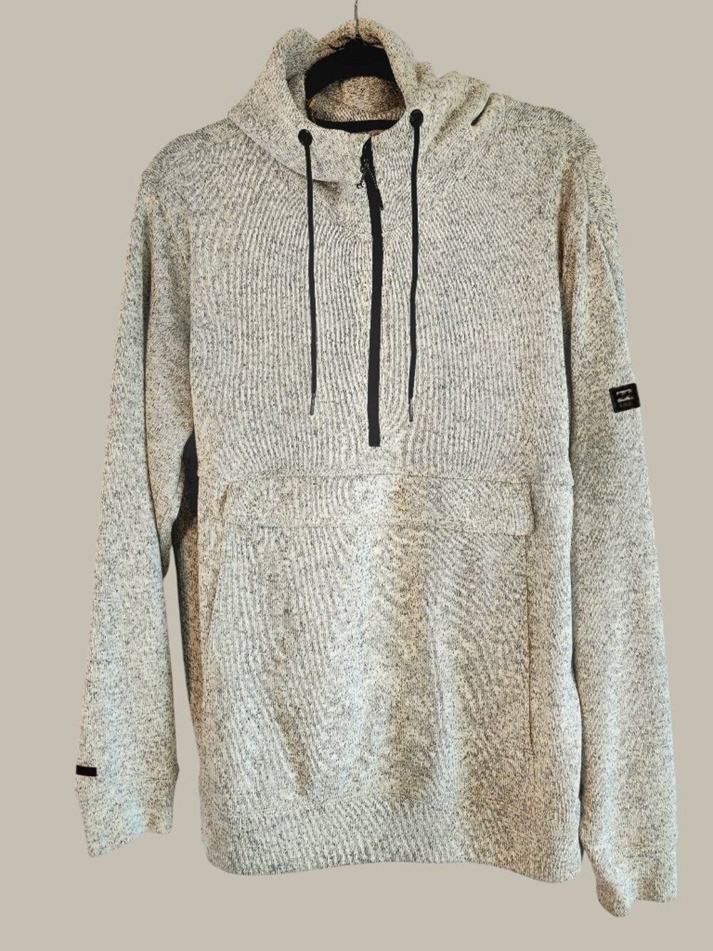 Billabong Grey Melange Rib Cotton 3-Pocket Sweater – Large (L)